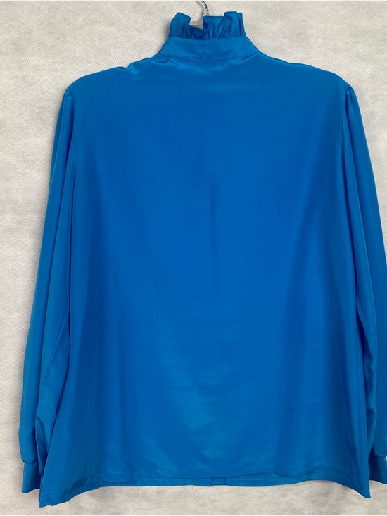 Vtg Jessica West Blouse Tuxedo Ruffle Button Down Blue Blouse Sz 16 Fairycore - Picture 2 of 16